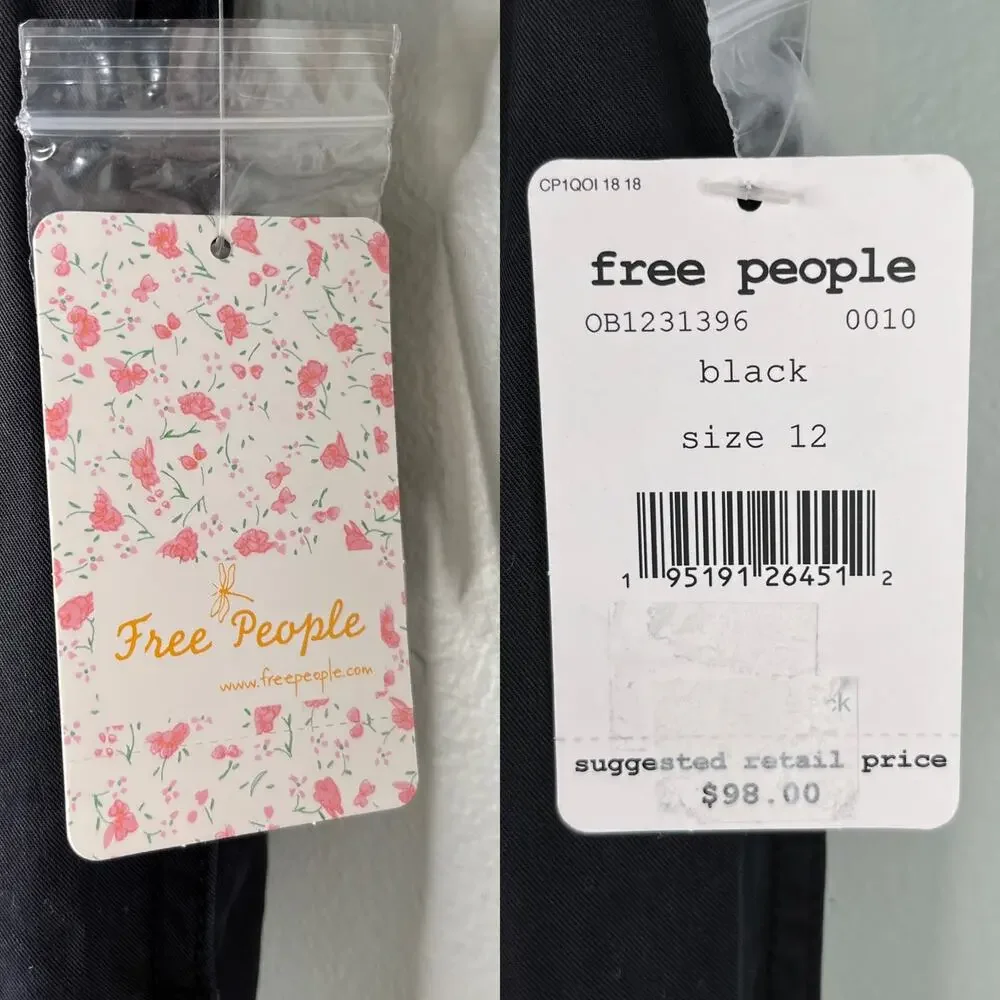 Free People Run Wild High Waist Balloon Pants Black 12 New